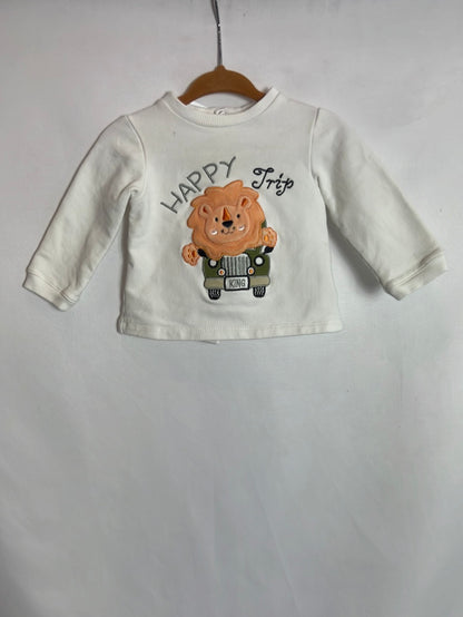 PRENATAL. Sudadera blanca león. T 3-6 meses