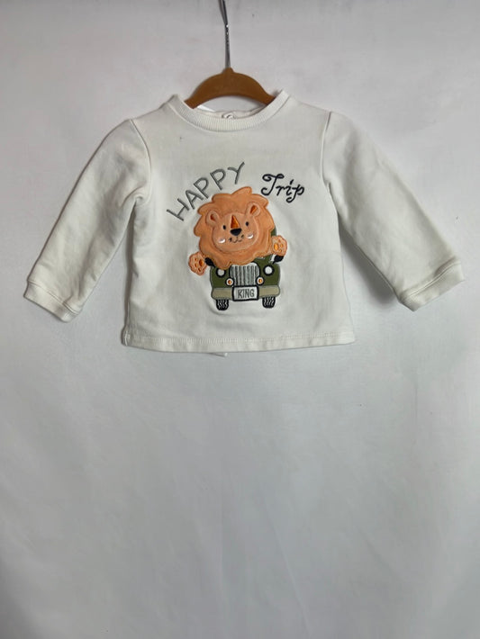PRENATAL. White lion sweatshirt. Size 3-6 months
