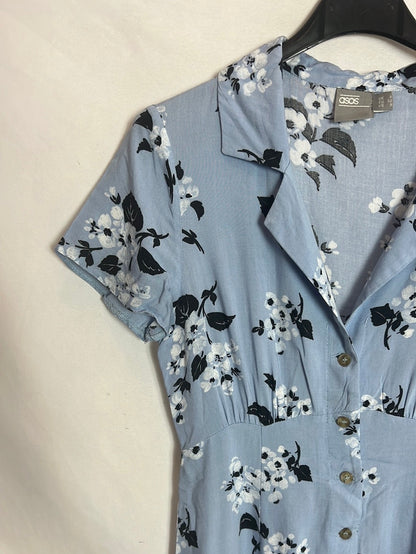 ASOS. Vestido corto camisero flores. T.XXS