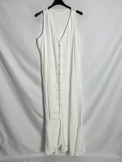 MANGO. Vestido largo camisero volante. T S