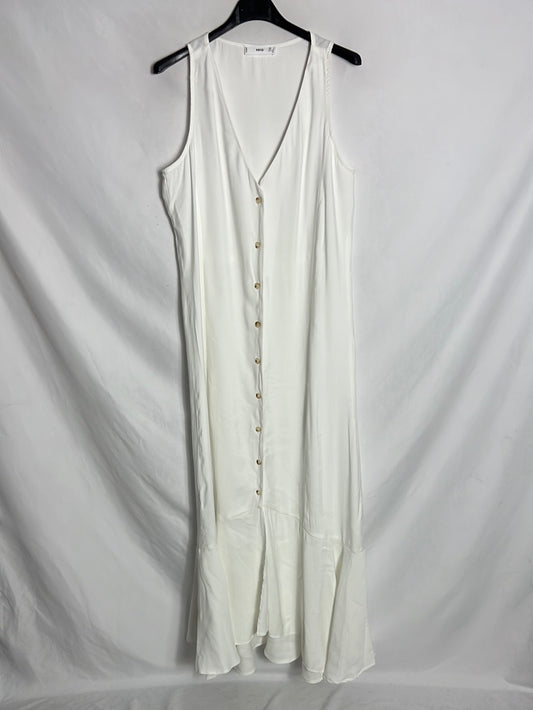 MANGO. Vestido largo camisero volante. T S