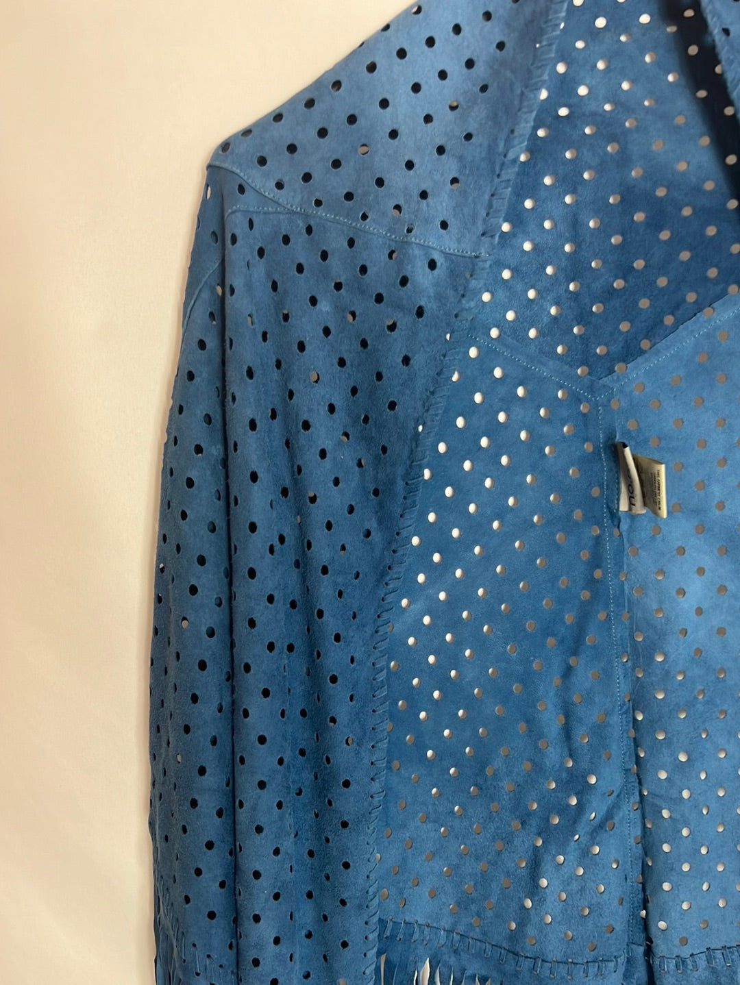 NO.NU. Blue perforated leather shawl