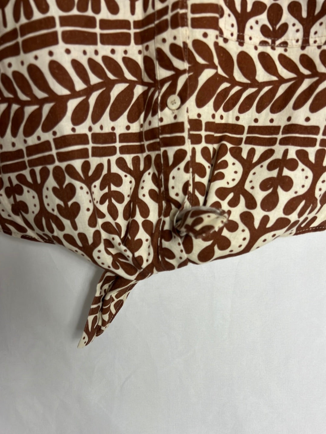 ZARA. Printed linen short-sleeved shirt. TS