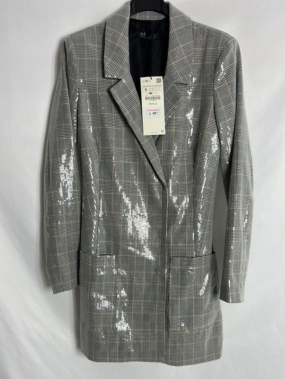 ZARA. Vestido estilo blazer mini lentejuelas. T S