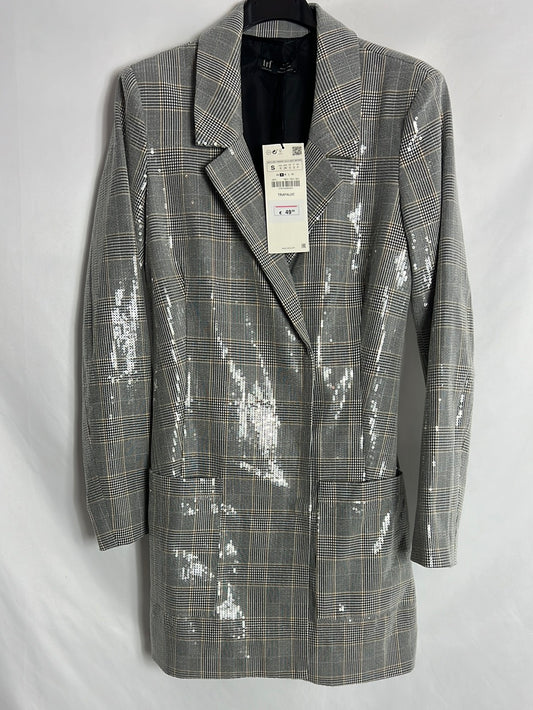 ZARA. Vestido estilo blazer mini lentejuelas. T S