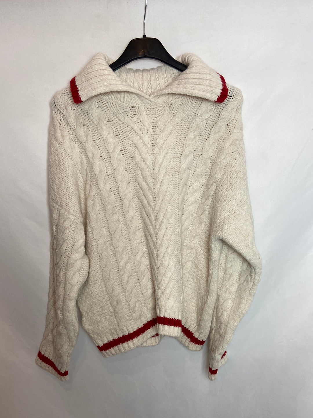 MANGO. Jersey tejido 8 blanco . T.XS