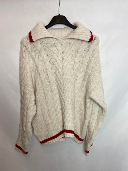 MANGO. Jersey tejido 8 blanco . T.XS