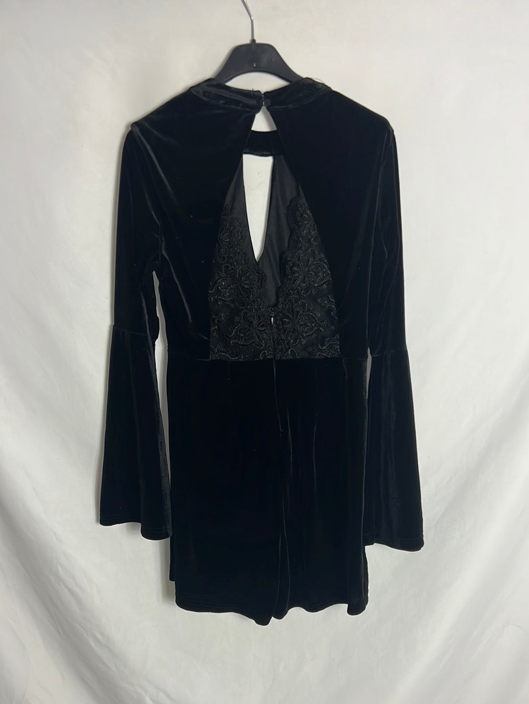 OTHERS. Black velvet short jumpsuit. TS