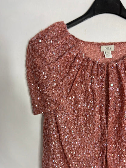 INTROPIA. Top lentejuelas rosa corchetes. T 38
