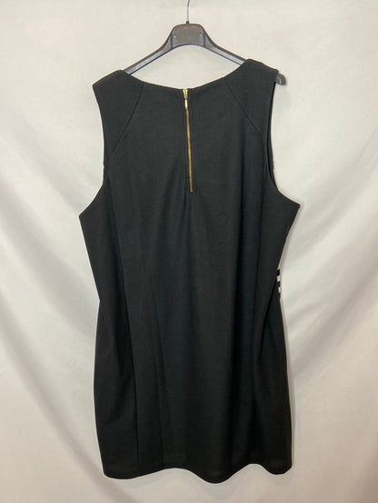 CORTEFIEL. Vestido negro sin mangas rayas blancas T. XXL