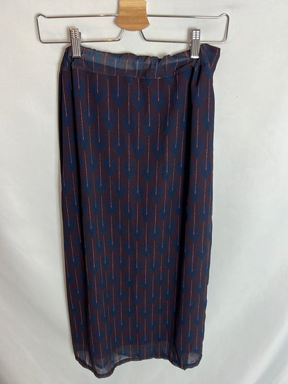 LUA. Falda midi burdeos estampado TU(xs)