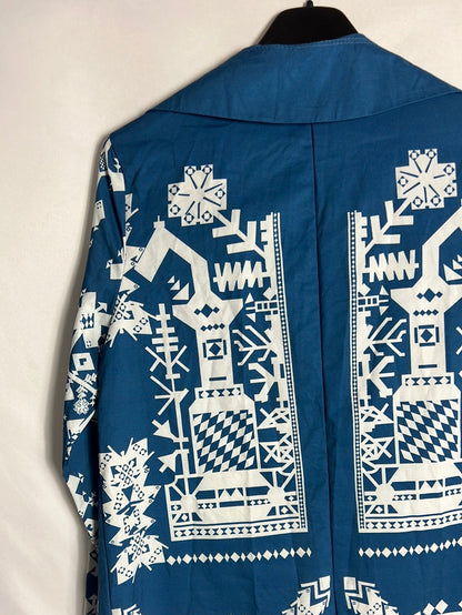 OTHERS. Long blue kimono with Ts print