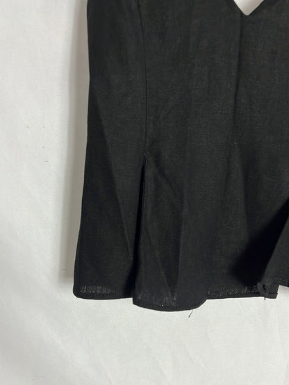 ZARA. Black linen-effect top with pleats. TS
