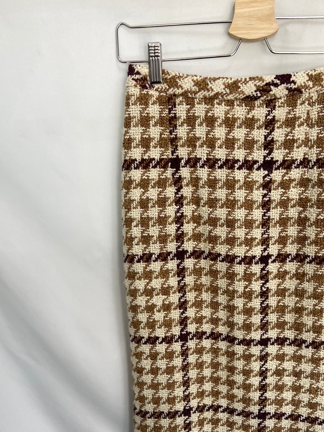 MANGO. Houndstooth tweed midi skirt S.XS