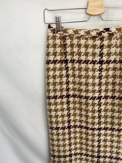 MANGO. Houndstooth tweed midi skirt S.XS