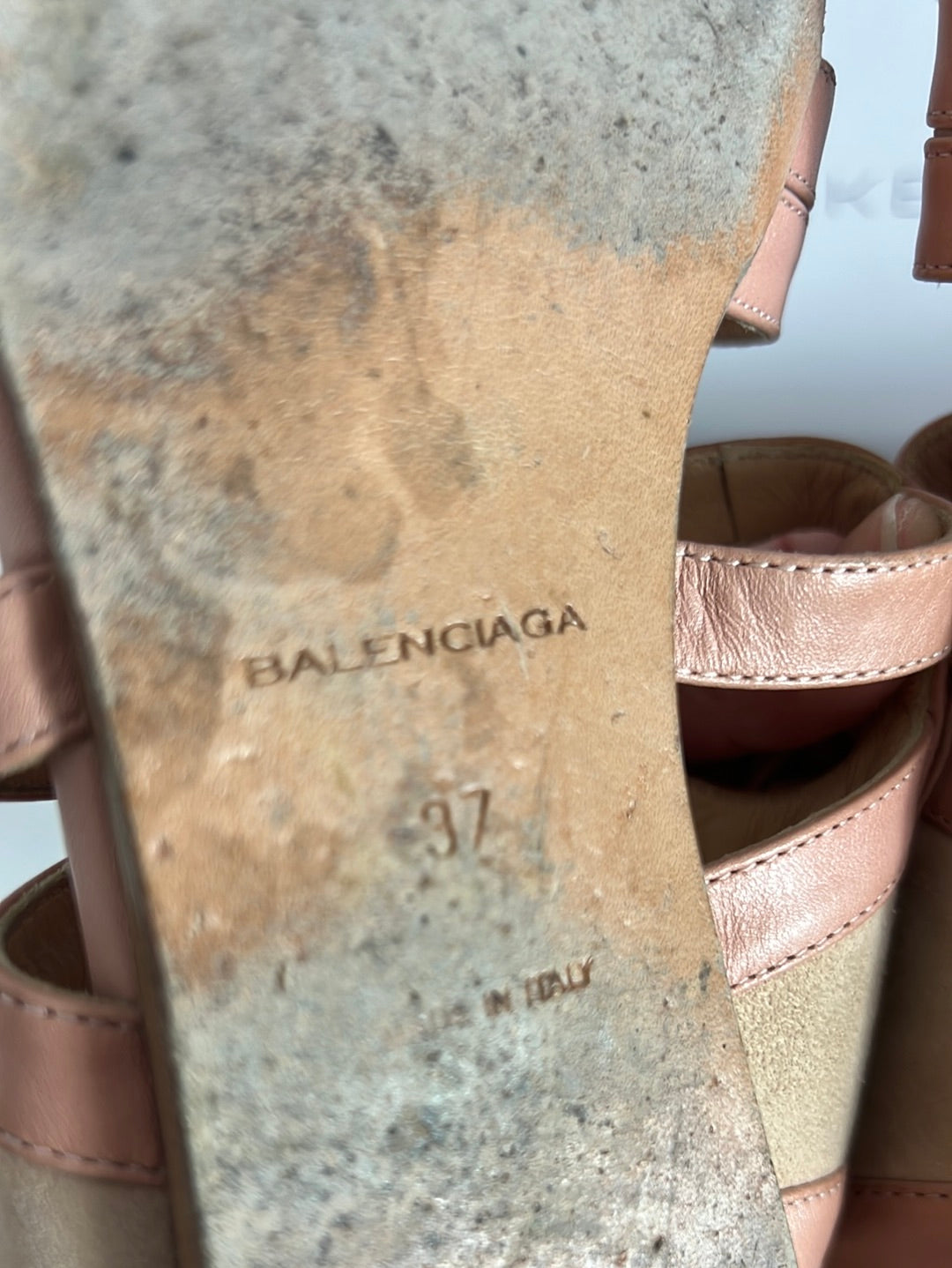 BALENCIAGA. Sandalias planas rosas tiras. T 37 (tara)