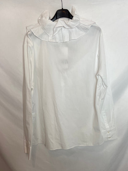 ZARA. White blouse with ruffles, size XXL