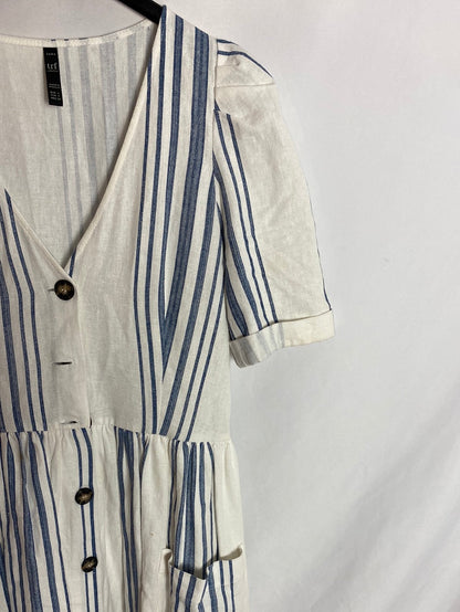 ZARA. Vestido midi  camisero manga corta rayas. T.S