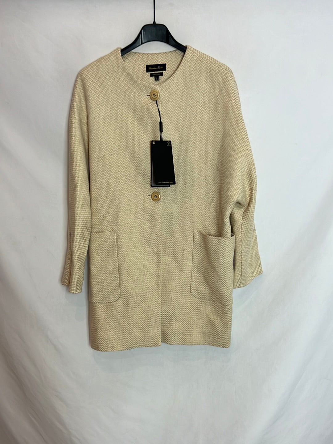 MASSIMO DUTTI. Abrigo/chaqueta fino beige textura. T S