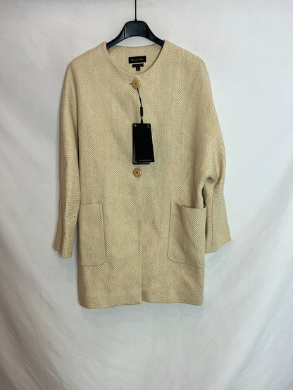 MASSIMO DUTTI. Abrigo/chaqueta fino beige textura. T S