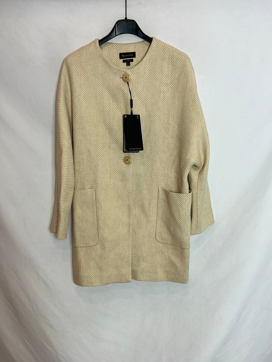 MASSIMO DUTTI. Abrigo/chaqueta fino beige textura. T S
