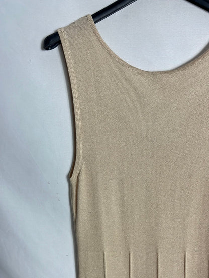ZARA. Vestido midi punto beige. T M