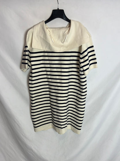 ZARA. Vestido corto punto rayas. T.L