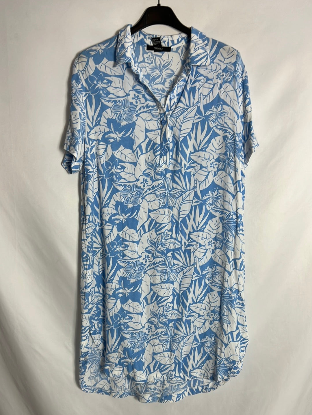 FOREVER 21. Vestido corto azul flores. T M
