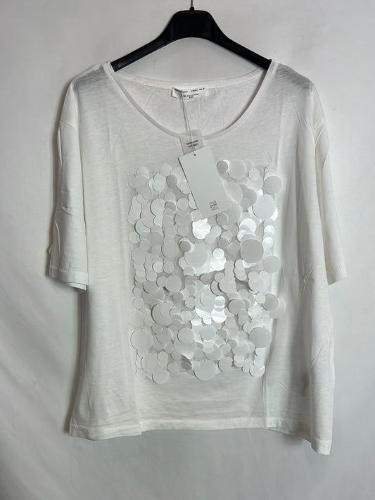 ZARA. White sequined T-shirt. TL