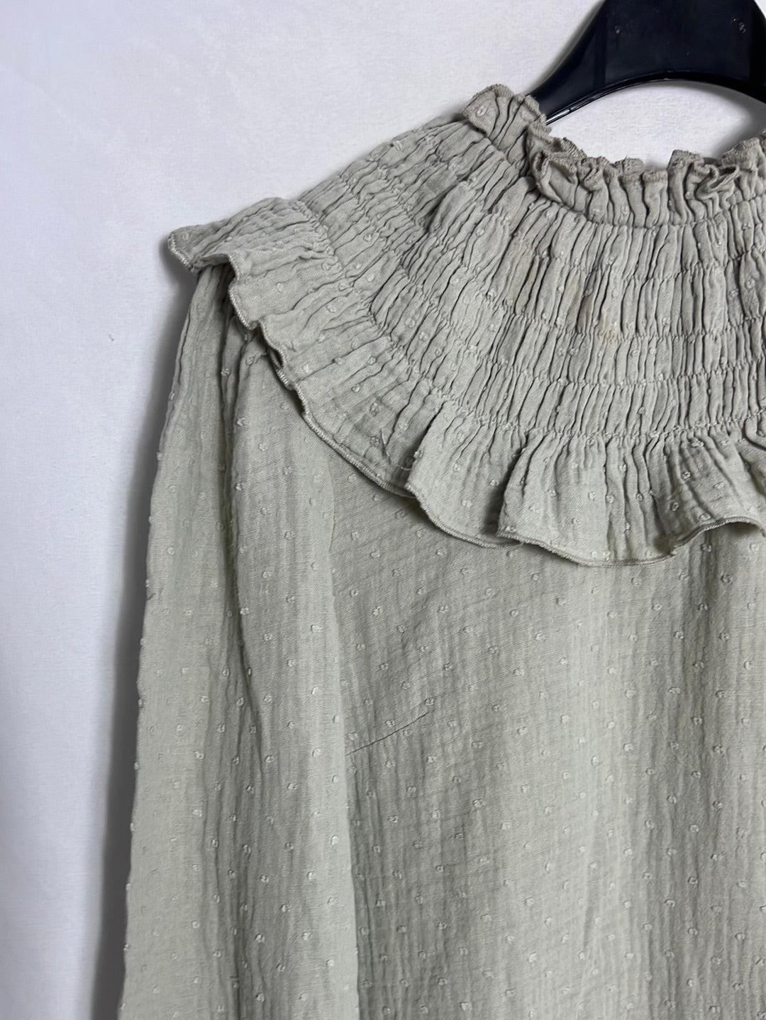 RITAVON. Blusa plumeti escote nido de abeja. T 38