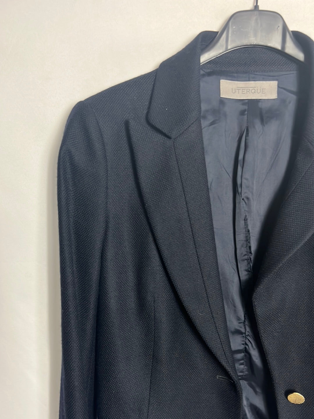 UTERQÜE. Blazer azul lana botones dorados. T 38
