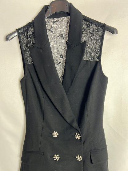 ZARA. Mono corto negro efecto vestido. T S