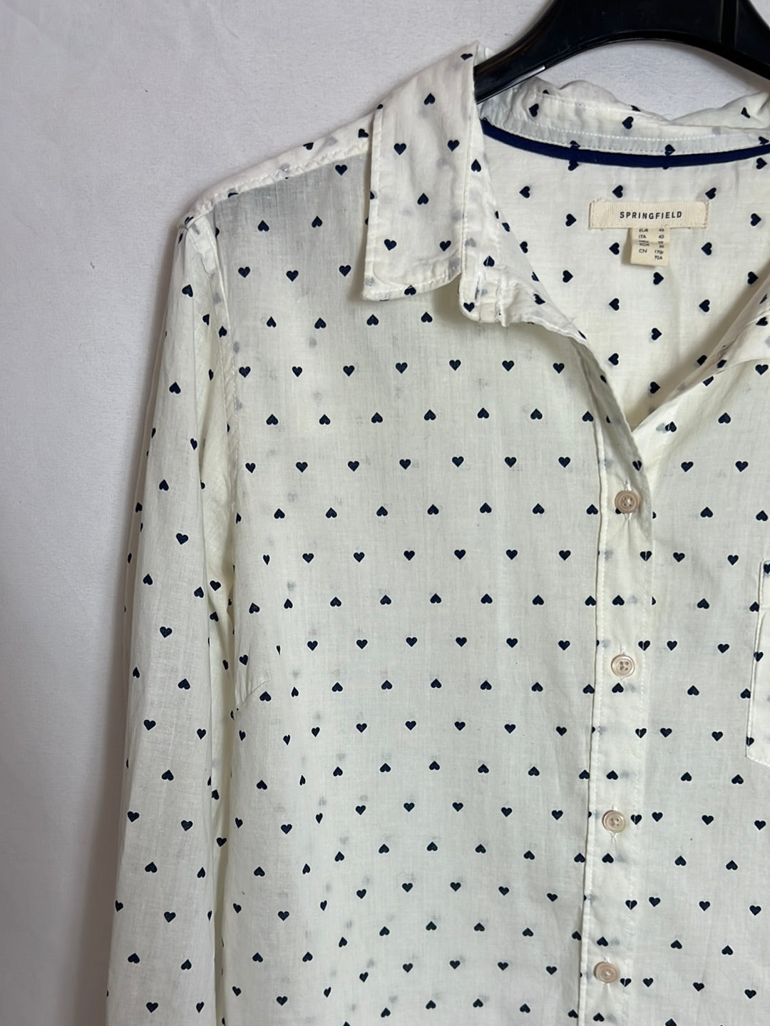 SPRINGFIELD. White heart blouse, size 40