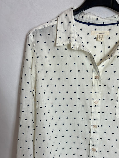 SPRINGFIELD. White heart blouse, size 40