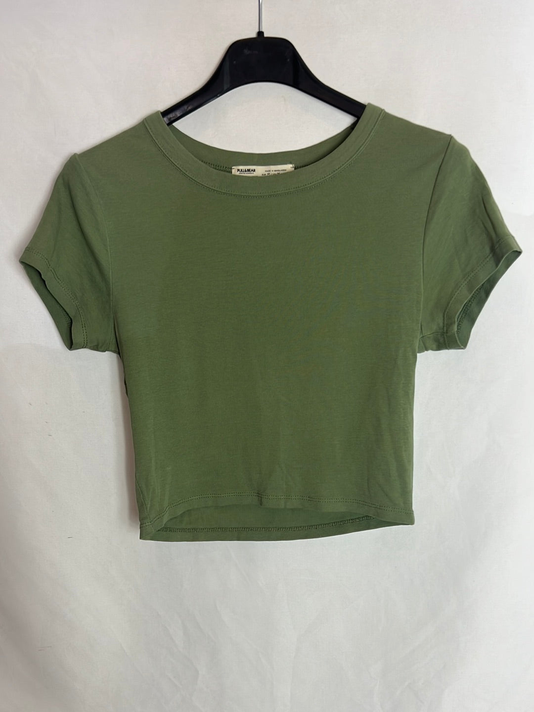 PULL&amp;BEAR. Ts green crop t-shirt