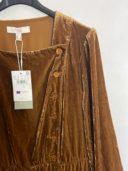 INTROPIA. Brown velvet midi dress. TS