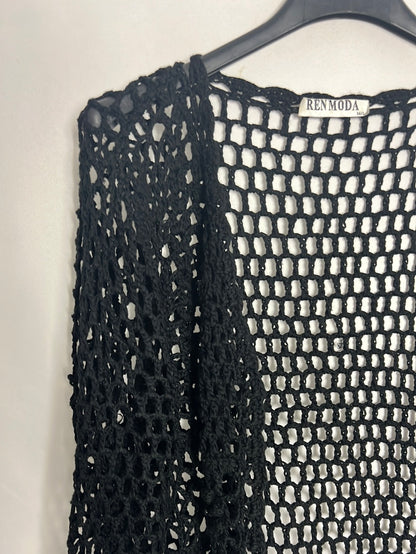 RENMODA. Black wide knit cardigan. TM/L