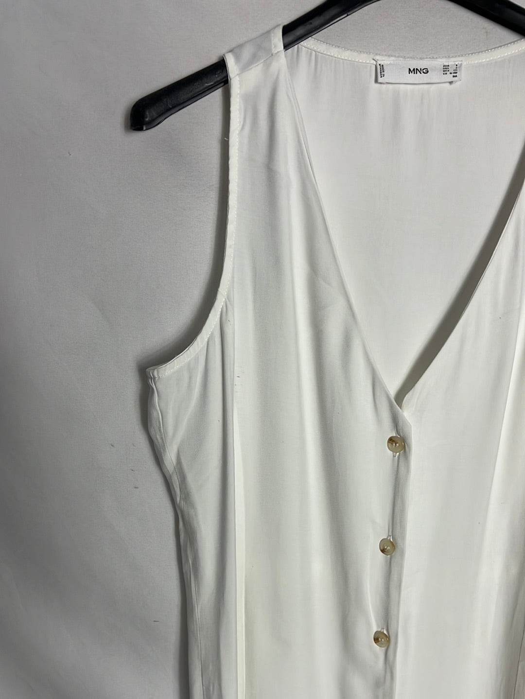 MANGO. Vestido largo camisero volante. T S
