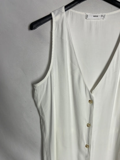 MANGO. Vestido largo camisero volante. T S