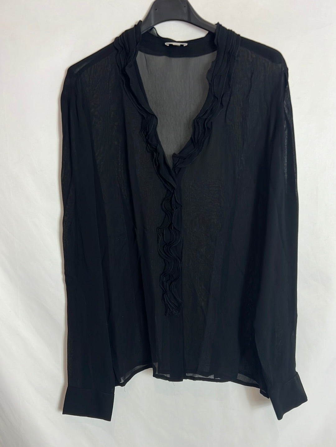 CORTEFIEL. Semi-sheer black blouse. Size 46