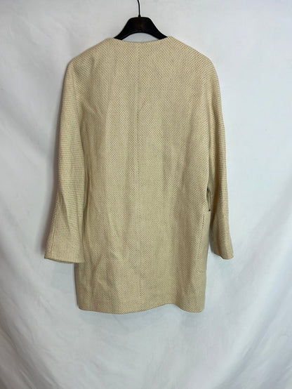 MASSIMO DUTTI. Abrigo/chaqueta fino beige textura. T S