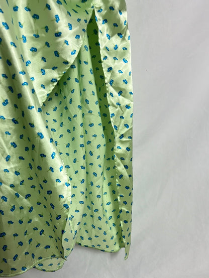 ZARA. Vestido midi satinado flores. T M