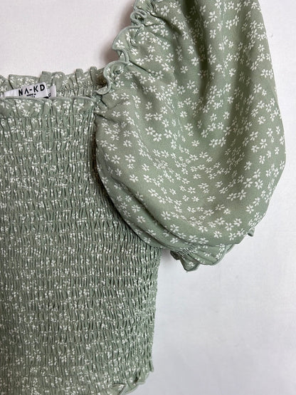 NA-KD. Croptop nido abeja verde flores T.32