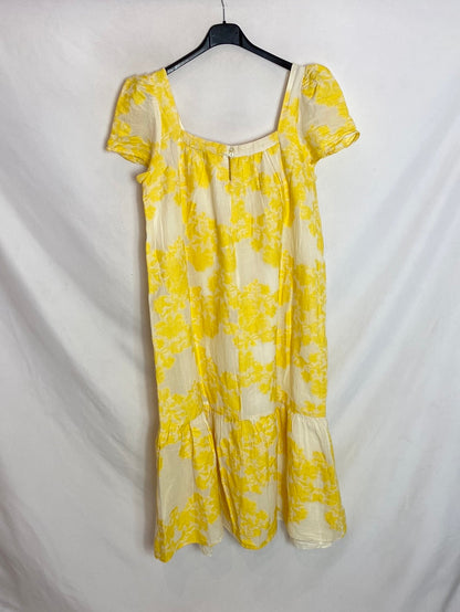 ZARA. Vestido midi efecto bordado T.m/l