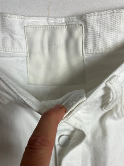 MOTHER SUPERIOR. White slouchy denim pants. Size 26 (34)