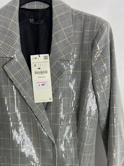 ZARA. Vestido estilo blazer mini lentejuelas. T S
