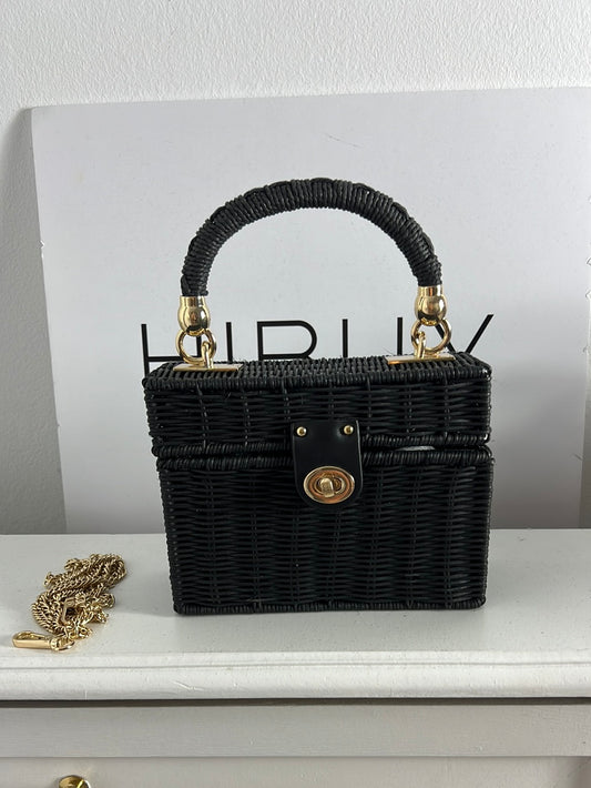 ZARA. Small black wicker bag