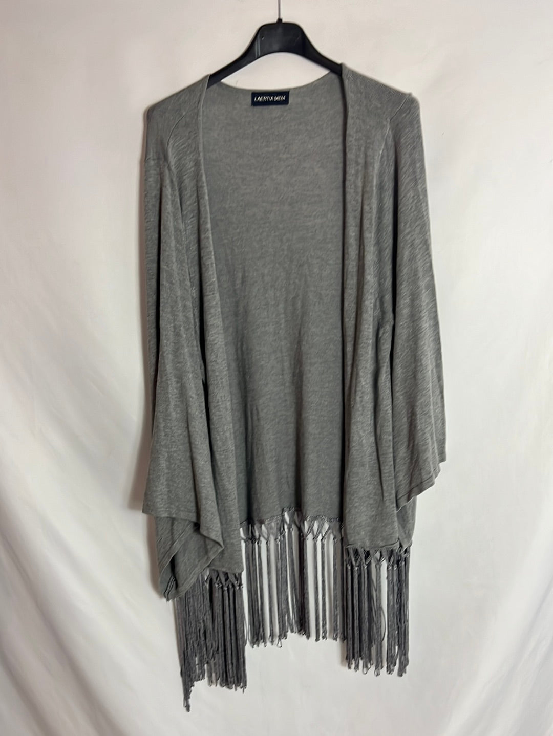 LAETITIA MEM. Cárdigan flecos gris. T M