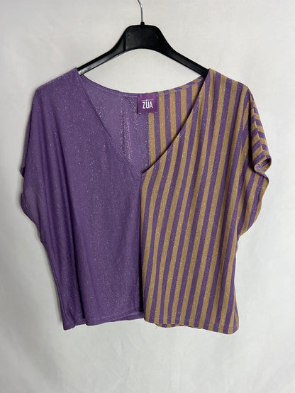 ZUA. Top morado rayas fluido. TU (S)