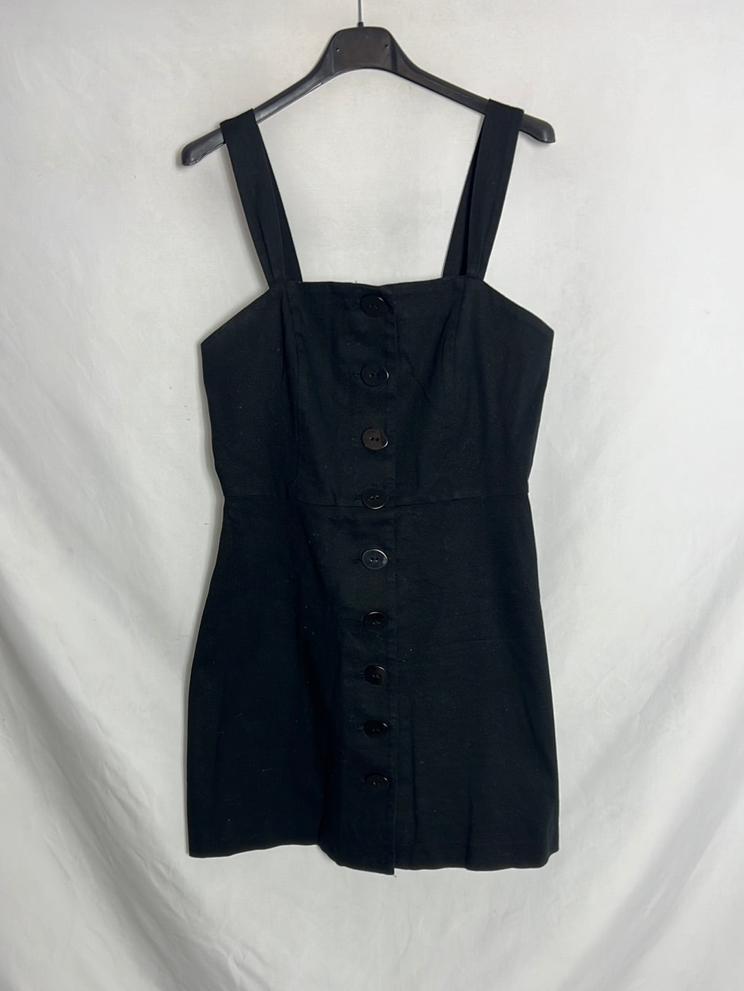 MANGO. Vestido negro textura abotonado. T M